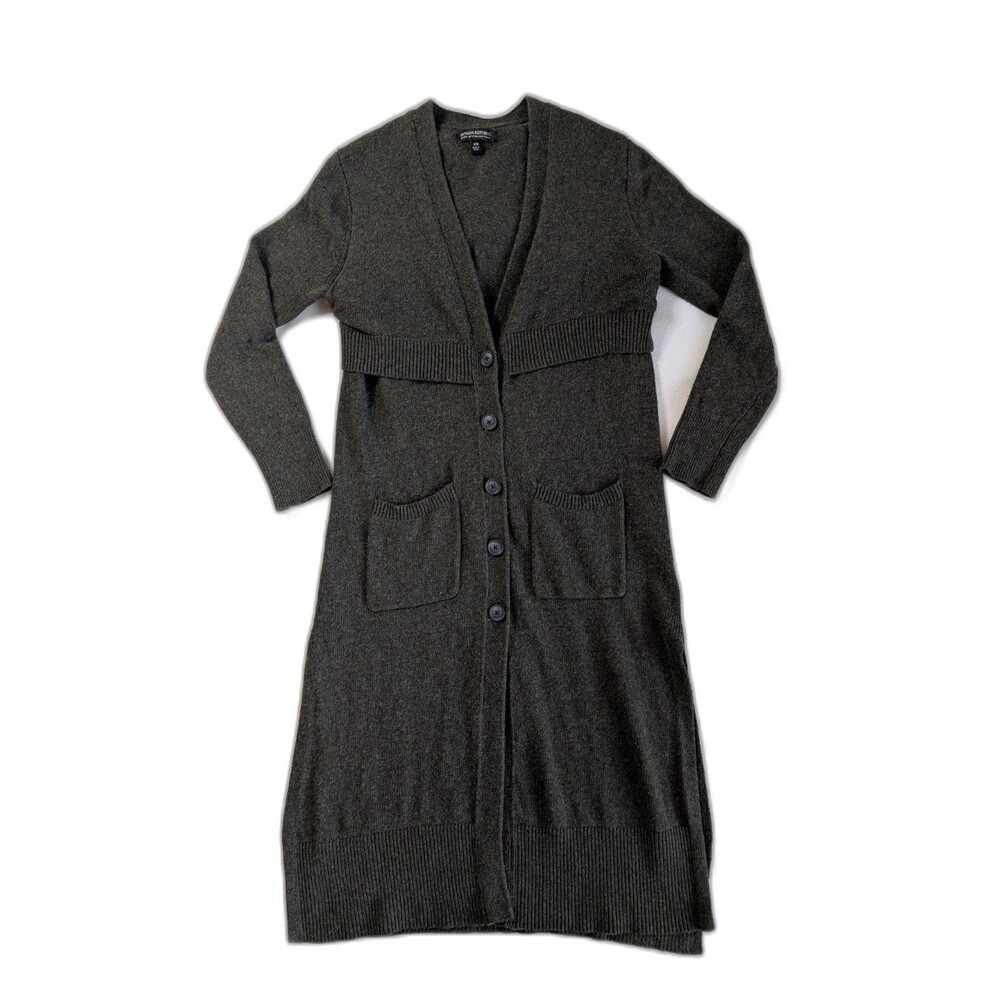 Banana Republic Cashmere Merino Wool Sweater Cardigan Duster XS Gray Open